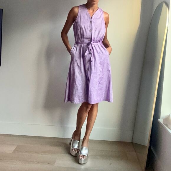 Eden Sleeveless Midi Dress with Tie Lavender Sz Small - Picture 2 of 7